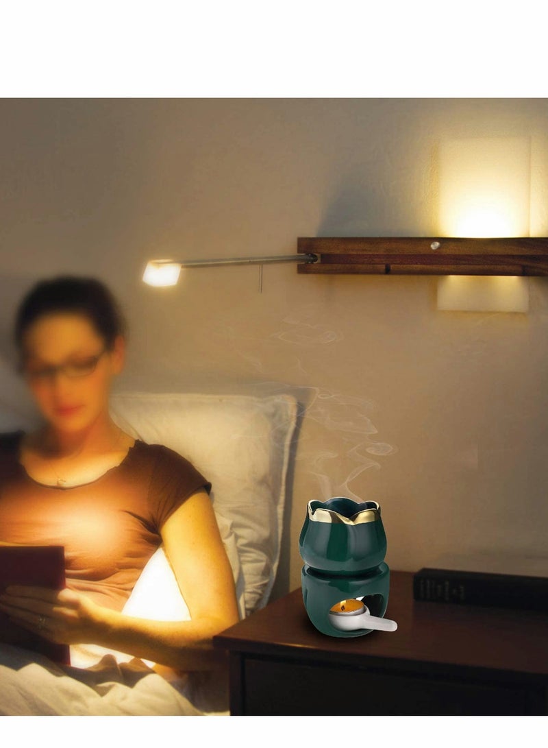 كاست ويف مبخرة زيت عطري من الشمع المذاب مع ملعقة صغيرة، مبخرة عطرية سيراميكية قابلة للإزالة - Image 3