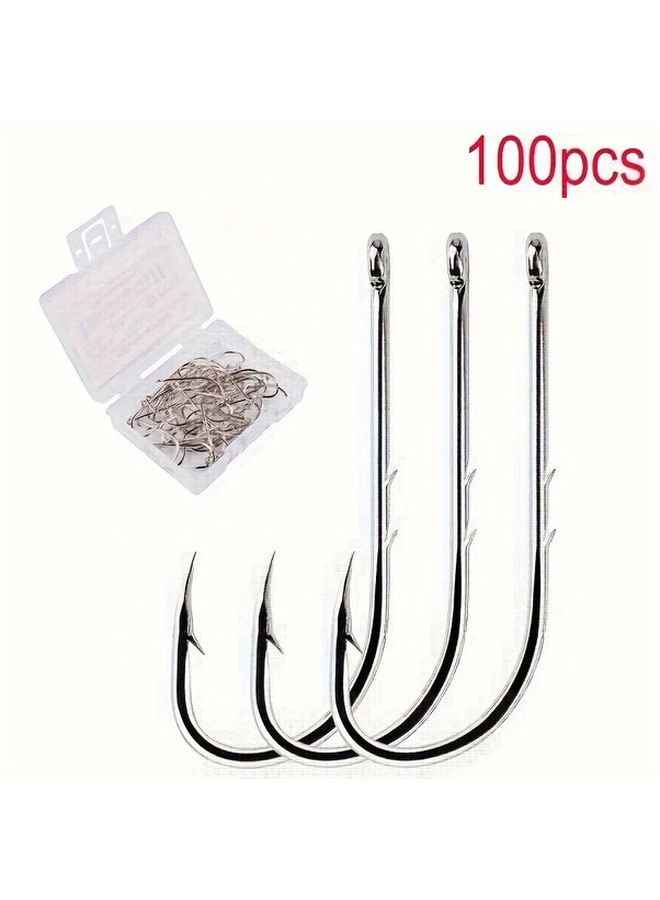 100pcs High Carbon Steel Octopus Circle Fishing Hooks 3# for Freshwater and Saltwater - Image 1