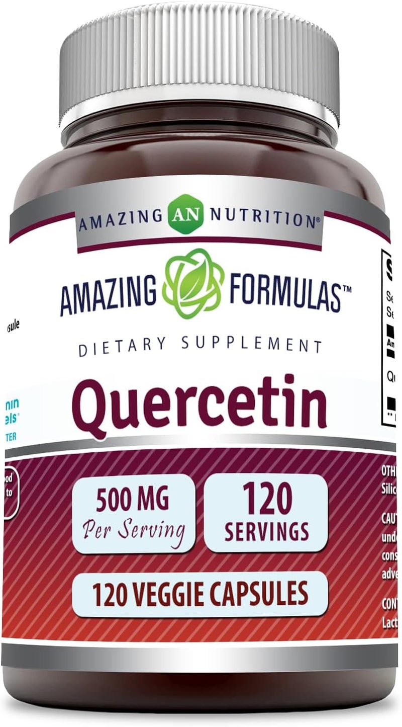 Amazing Nutrition Amazing Formulas Quercetin 500mg 120 Veggie Capsules Supplement  NonGMO  Gluten Free  Supports Overall Health  Well Being - Image 1