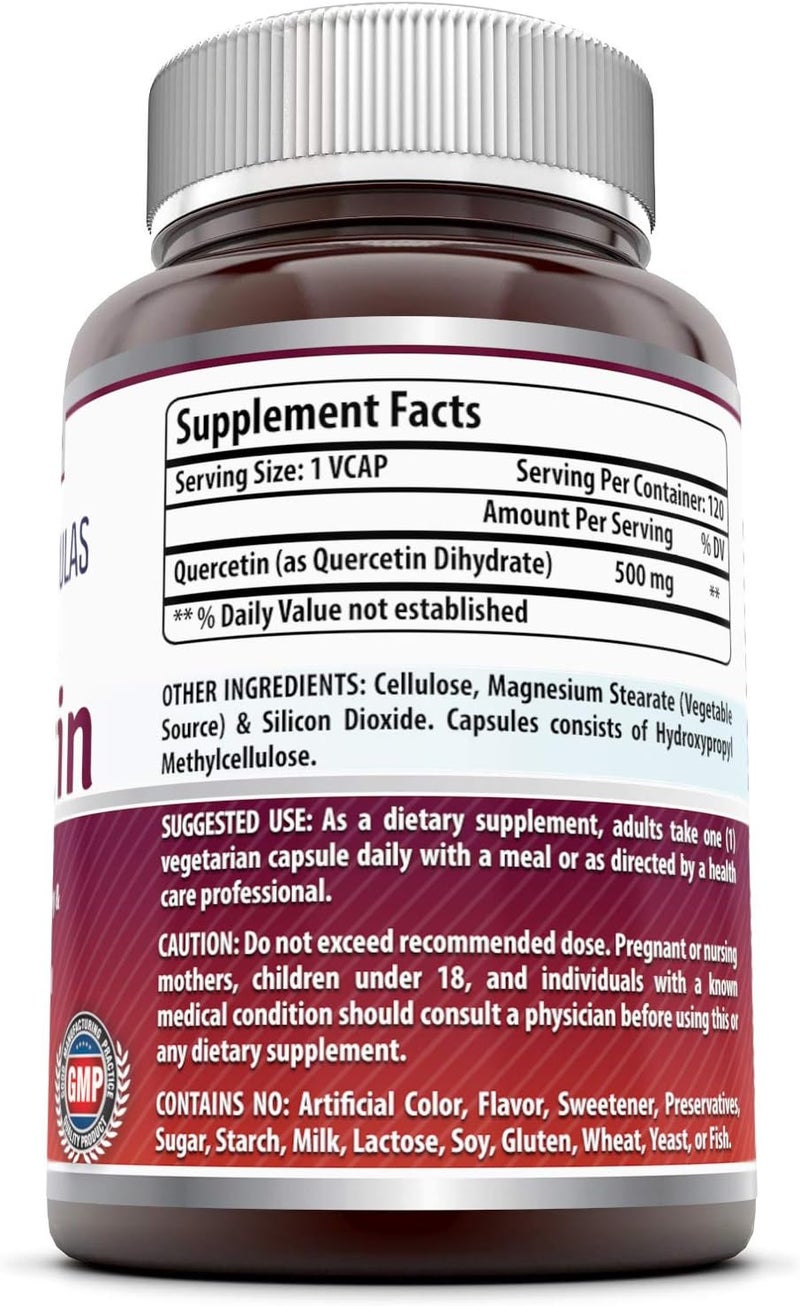 Amazing Nutrition Amazing Formulas Quercetin 500mg 120 Veggie Capsules Supplement  NonGMO  Gluten Free  Supports Overall Health  Well Being - Image 2