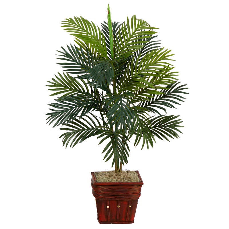 Nearly Natural Nearly Natural Areca Palm with Wicker Basket Silk Plant 