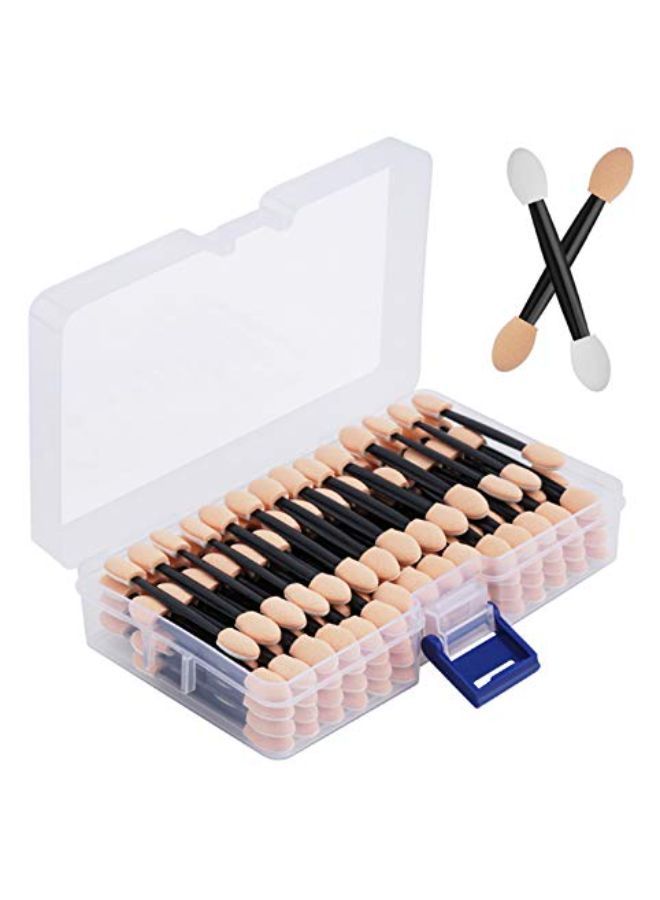 Cuttte 120Pcs Disposable Dual Sides Eye Shadow Sponge Applicators With Container, 2.44' Length Eyeshadow Brushes Makeup Applicator - Image 1
