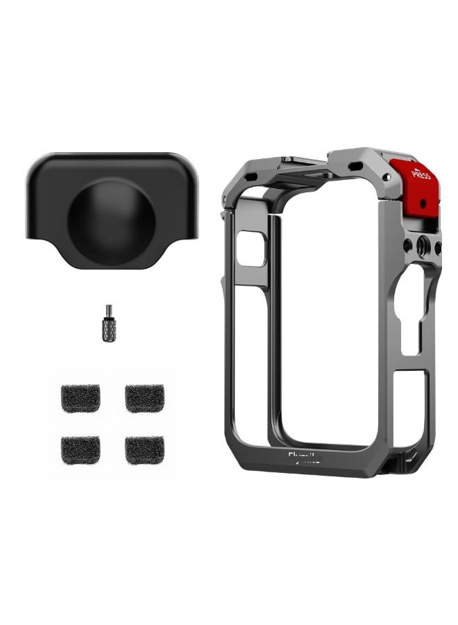 Cage for DJI OSMO 360 Aluminum Alloy Protective Housing Case with Lens Cover and Mic Wind Muff, for DJI OSMO 360 Action Camera Rabbit Cage Metal Frame with 1/4" Threads Cold Shoe Mount - Image 1