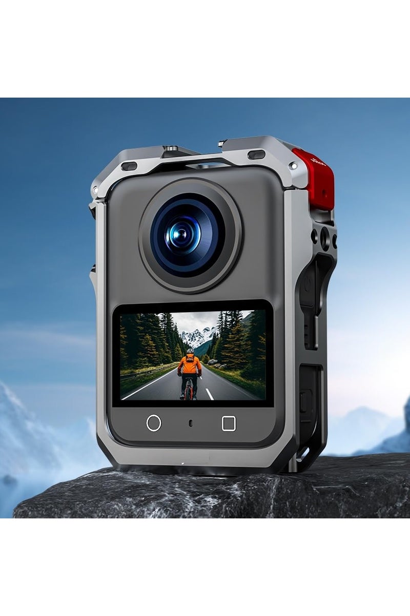 Cage for DJI OSMO 360 Aluminum Alloy Protective Housing Case with Lens Cover and Mic Wind Muff, for DJI OSMO 360 Action Camera Rabbit Cage Metal Frame with 1/4" Threads Cold Shoe Mount - Image 3