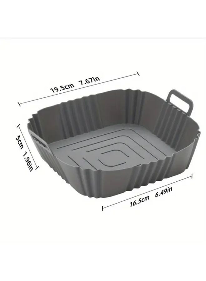 Black Silicone Air Fryer Liner Reusable Non Stick Baking Tray with Handle Easy Clean - Image 4