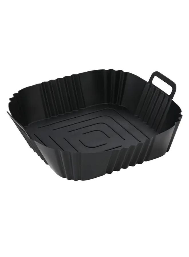 Black Silicone Air Fryer Liner Reusable Non Stick Baking Tray with Handle Easy Clean - Image 1