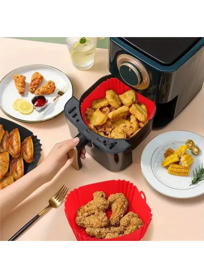 Black Silicone Air Fryer Liner Reusable Non Stick Baking Tray with Handle Easy Clean - Image 3