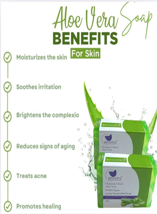 BOTANTICA Botanica Cleans & Clears Aloe Vera Luxury Handcrafted Soap, 120g, All Skin Types - Image 5