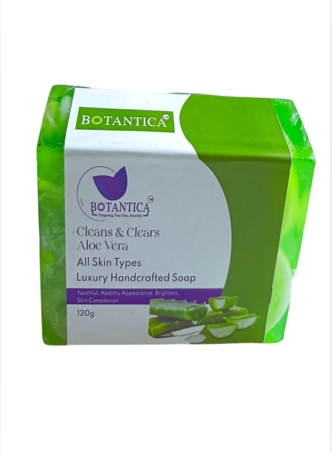 BOTANTICA Botanica Cleans & Clears Aloe Vera Luxury Handcrafted Soap, 120g, All Skin Types - Image 3