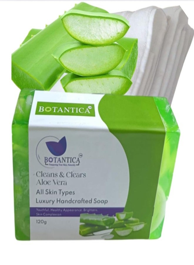 BOTANTICA Botanica Cleans & Clears Aloe Vera Luxury Handcrafted Soap, 120g, All Skin Types - Image 1