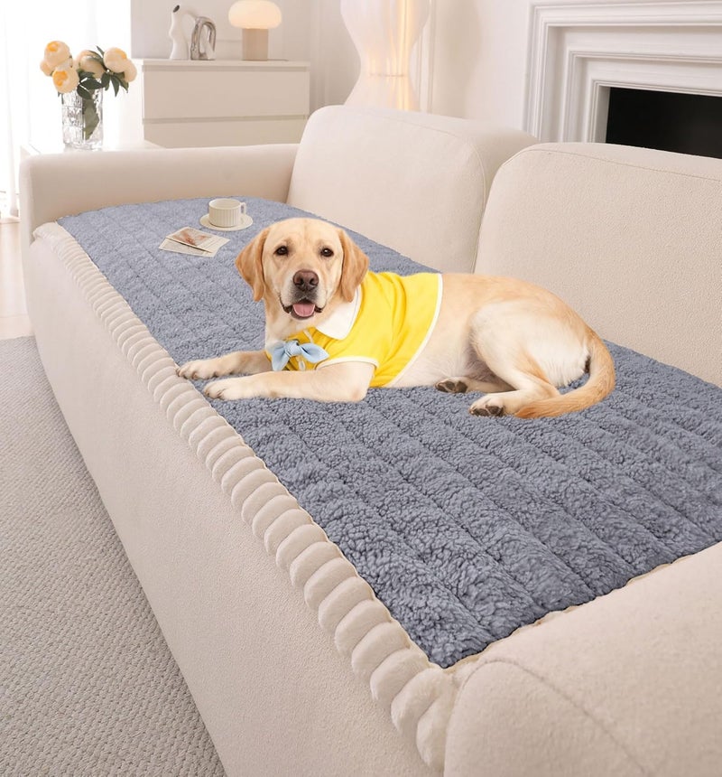 OTOB Couch Covers for Sofa Pet Friendly, Washable & Non Slip Fuzzy Dog Couch Cover Sofa Slipcovers Love Seat, Soft Plush Cozy Furniture Protector Cushion Mat, All Seasons (Light Gray, 27.6" x 59.1") - Image 1