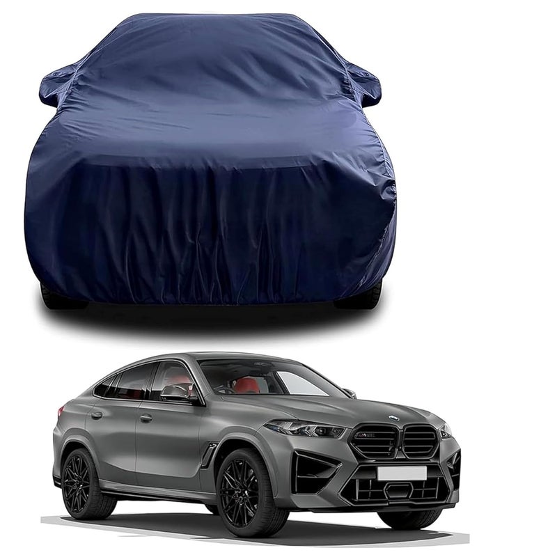 sulfar 100% Water Resistant Car Body Cover Compatible with Mirror for BMW X6M (Triple Stitched, Full Bottom Elastic, Navy Blue) - Image 1