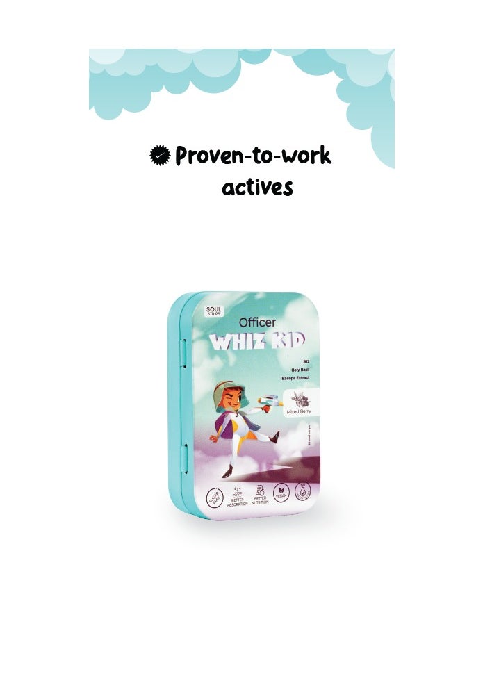 SOUL STRIPS - Officer WHIZ KID Turn Brain Power into Super Power kids oral strips 30's pack - Image 1