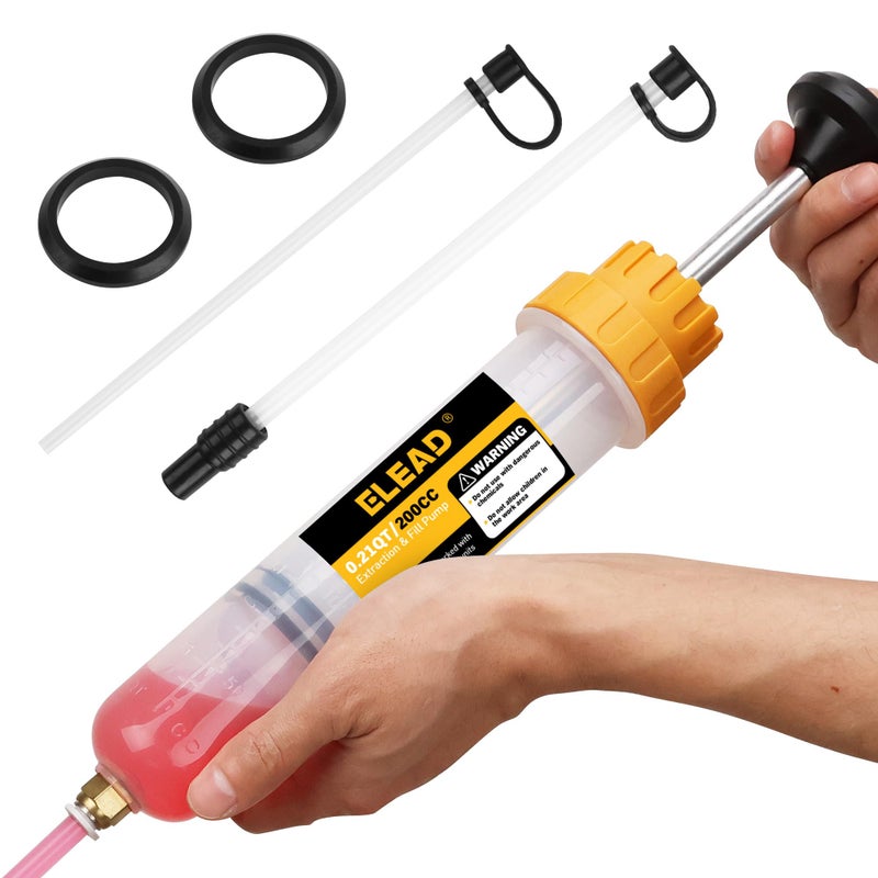 ELEAD 200CC Siphon Pump, Oil Extractor Pump, Oil Pump, Transfer Pump, Fluid Extractor, Fluid Syringe Extractor, Car Vacuum Fuel Transfer, Siphon Pump for Gasoline Hand Cleaner for auto Mechanics