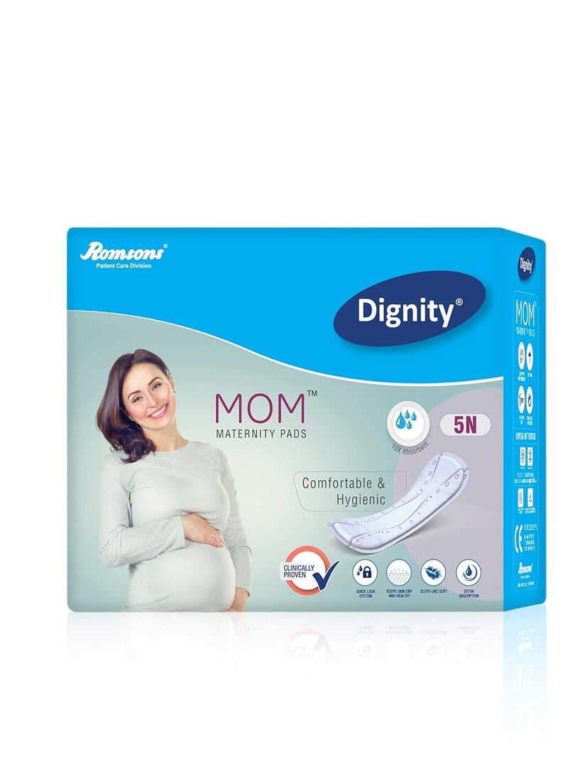 Dignity Mom Maternity Pads, Comfortable & Hygenic, Medium, 5 Pcs/Pack (Pack of 1)