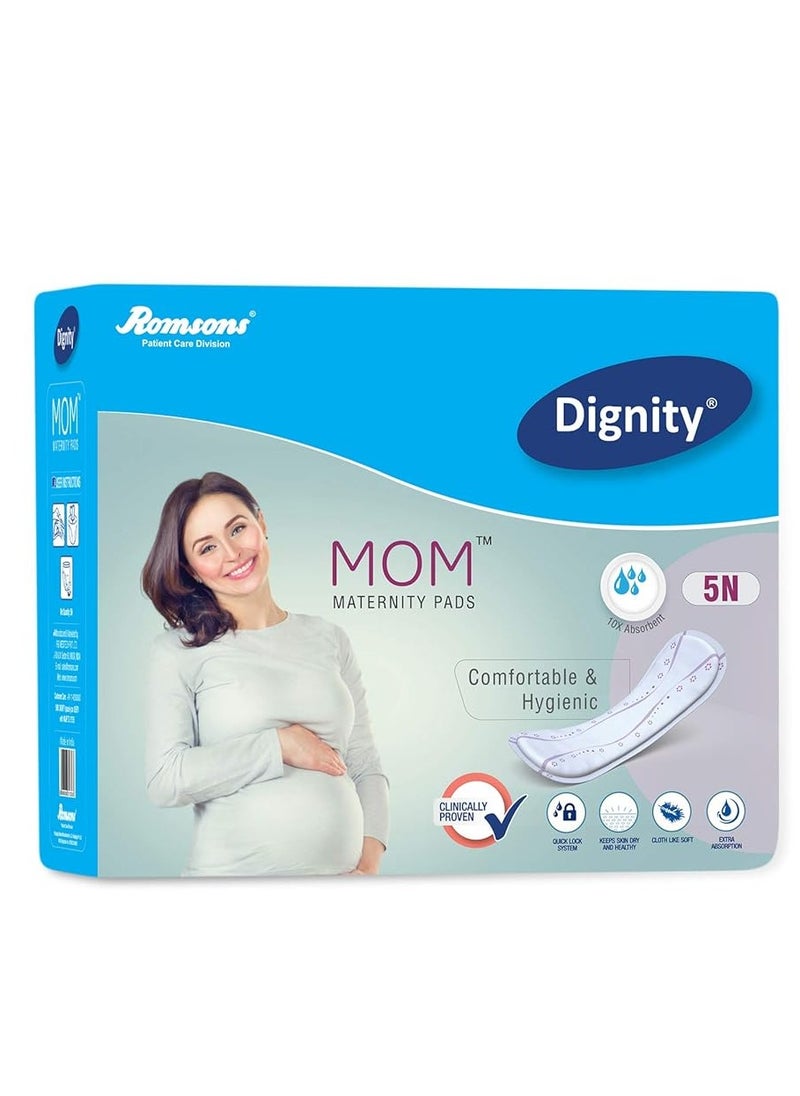 Dignity Mom Maternity Pads, Comfortable & Hygenic, Medium, 5 Pcs/Pack (Pack of 1)