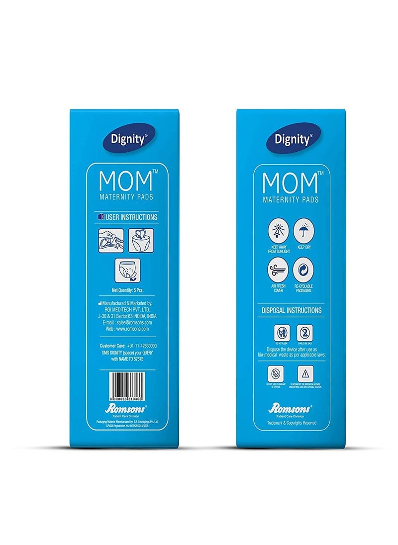Dignity Mom Maternity Pads, Comfortable & Hygenic, Medium, 5 Pcs/Pack (Pack of 1)
