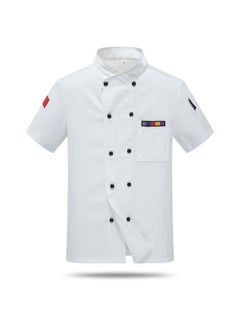 NIBEMINENT Unisex Chef Jacket Short Sleeve Restaurant Waiter Uniform Bakery Kitchen Cook Shirts  - Image 1