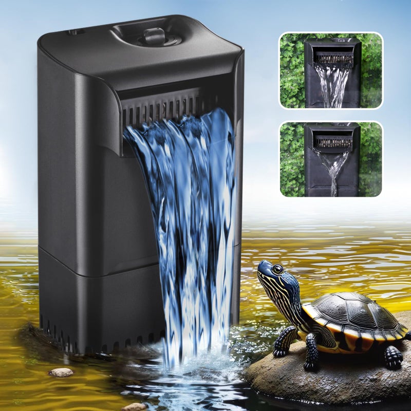 TARARIUM 220GPH Turtle Filter for 20-45 Gal Tank, Small Turtle Filters 3-stage Filtration for Freshwater Saltwater Cloudywater, Ultra-quiet and Flow Adjustable for Fish Turtles Shrimps Amphibians Frogs - Image 1