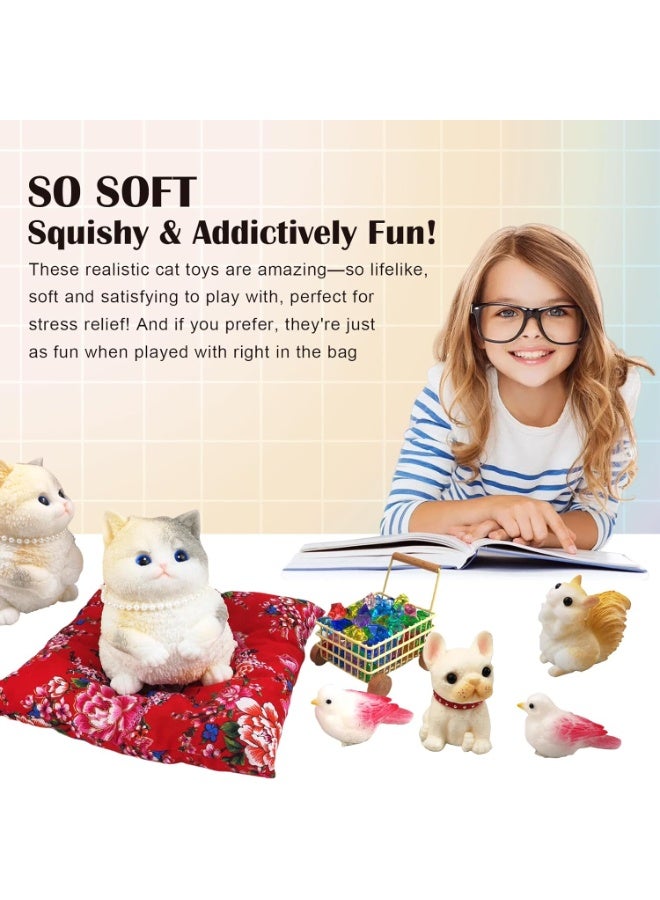 2PCS Cute Cat Squishy Toy Set Soft Kawaii Squeeze Stress Relief Toy Slow Rebound Cat Doll for Kids Girls Desk Home Decoration Gift - Image 5