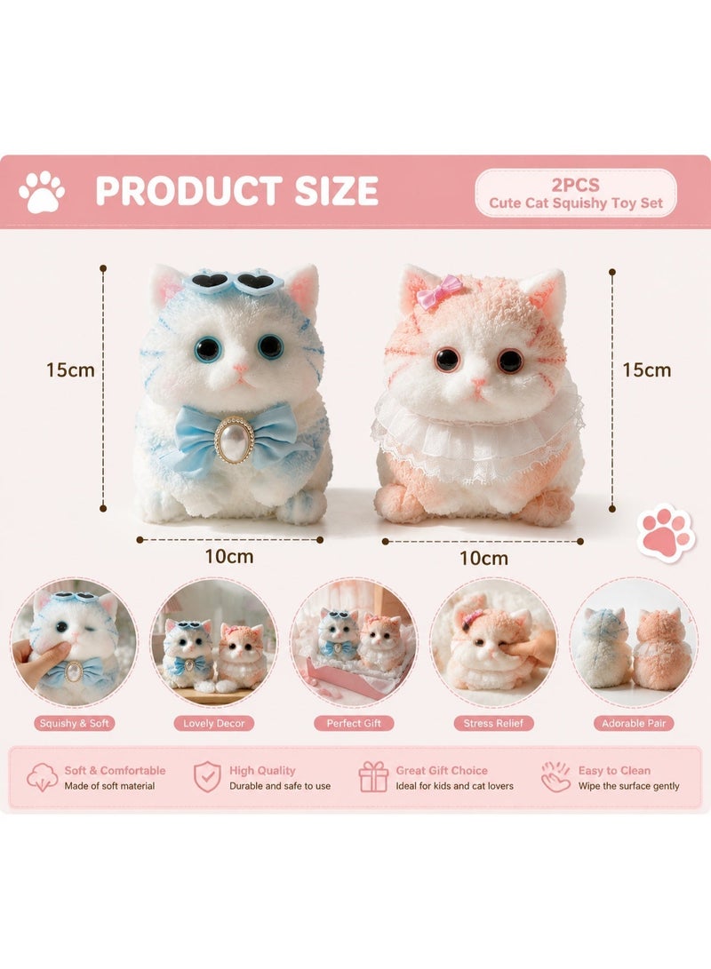 2PCS Squishy Toy Set, Cute Cat Squishy Toys, Soft Squeeze Stress Relief Toy, Slow Rising Fidget Toy, Sensory Stress Ball, Anxiety Relief Gift for Kids Girls Adults - Image 5
