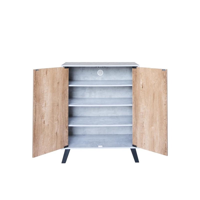 بيتي دولاب أحذية خشب ماليزي 4 مستويات , رمادي وخشبي - Image 5