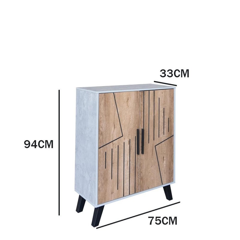 بيتي دولاب أحذية خشب ماليزي 4 مستويات , رمادي وخشبي - Image 2