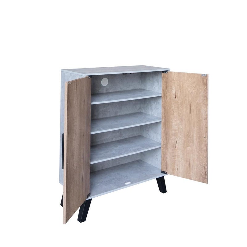 بيتي دولاب أحذية خشب ماليزي 4 مستويات , رمادي وخشبي - Image 4