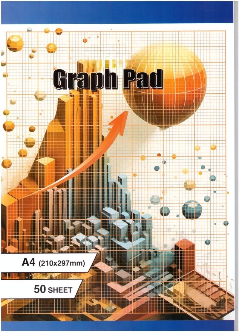 MARKQ 50 Sheets Squared Grid Graph Paper Book, A4 Size - Image 1