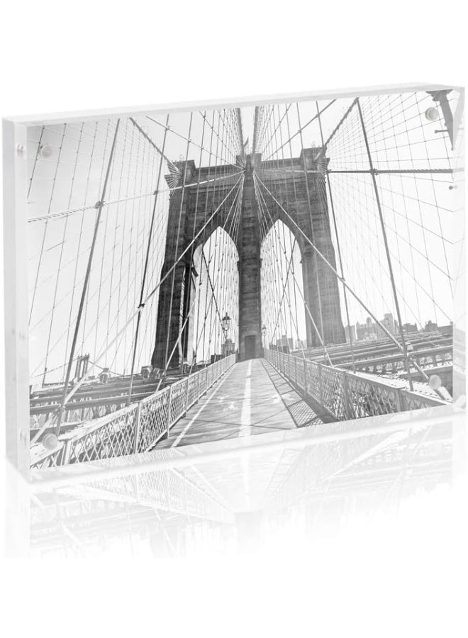 Isaac Jacobs Isaac Jacobs 5 x 7 4Pack Super Thick 28MM Thickness Clear Acrylic Magnetic Block Picture Frame DoubleSided Frameless Freestanding Floating Photos for Desktop  Tabletop Display 5x7  - Image 1