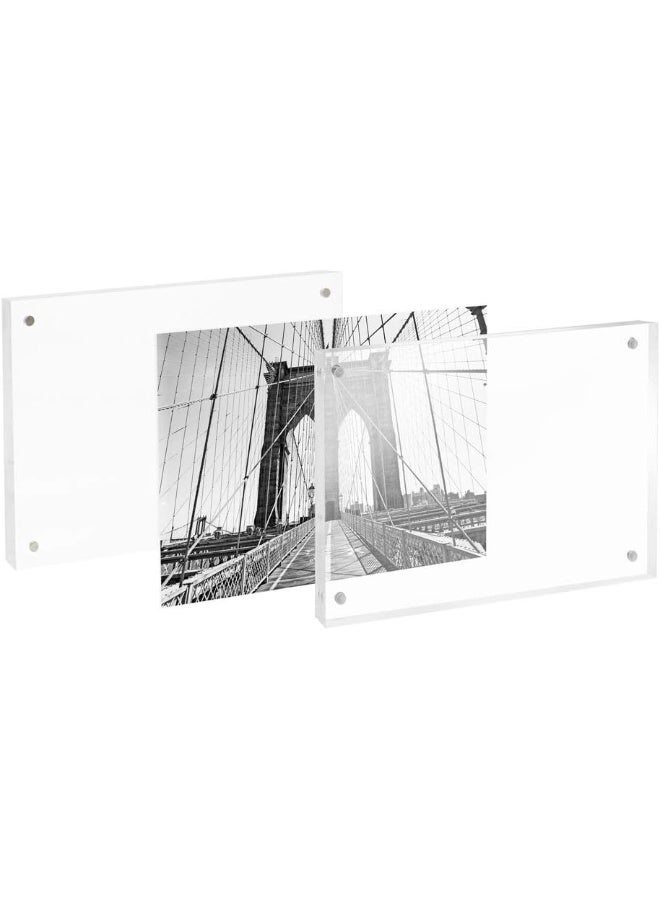 Isaac Jacobs Isaac Jacobs 5 x 7 4Pack Super Thick 28MM Thickness Clear Acrylic Magnetic Block Picture Frame DoubleSided Frameless Freestanding Floating Photos for Desktop  Tabletop Display 5x7  - Image 5