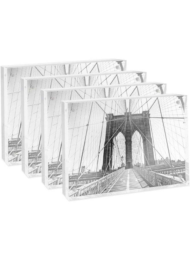 Isaac Jacobs Isaac Jacobs 5 x 7 4Pack Super Thick 28MM Thickness Clear Acrylic Magnetic Block Picture Frame DoubleSided Frameless Freestanding Floating Photos for Desktop  Tabletop Display 5x7  - Image 4