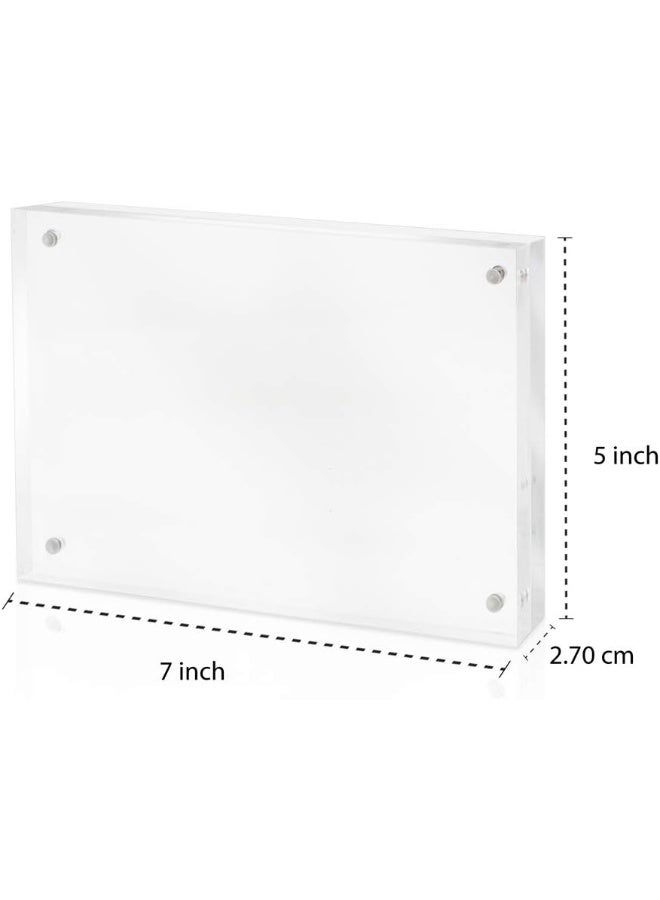 Isaac Jacobs Isaac Jacobs 5 x 7 4Pack Super Thick 28MM Thickness Clear Acrylic Magnetic Block Picture Frame DoubleSided Frameless Freestanding Floating Photos for Desktop  Tabletop Display 5x7  - Image 3
