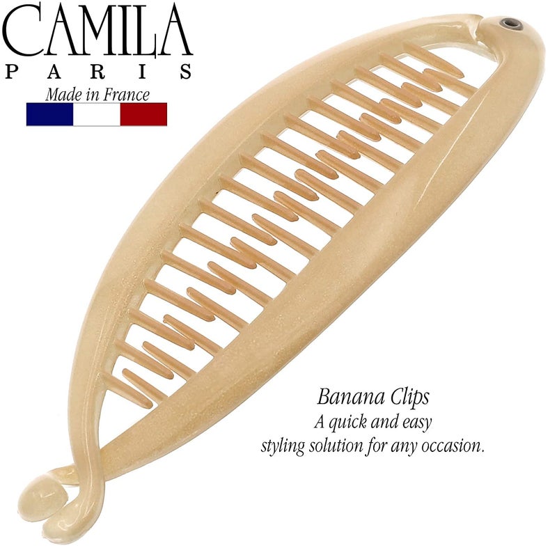 Camila Paris CP3133 2 Pack French Banana Clip Hair Comb Classic Girls Updo Flexible Ponytail Holder Interlocking Banana Combs, Fashion Durable Styling Hair Accessories for Women, Made in France - Image 5