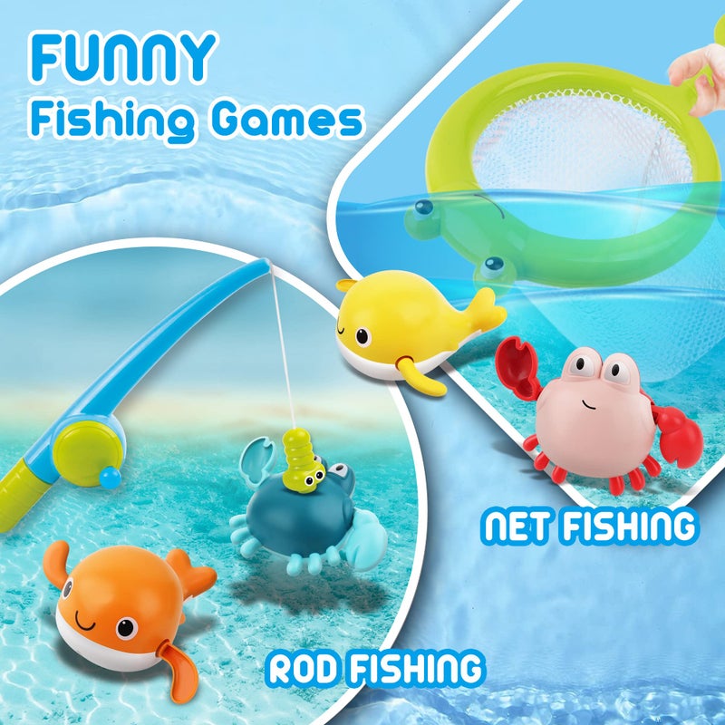 Dwi Dowellin Bath Toy for Toddlers ,Bathtub Toy with Floating Mold Free Swimming Toys and Stacking Cups,Magnetic Fishing Game for Toddles and Babies - Image 3