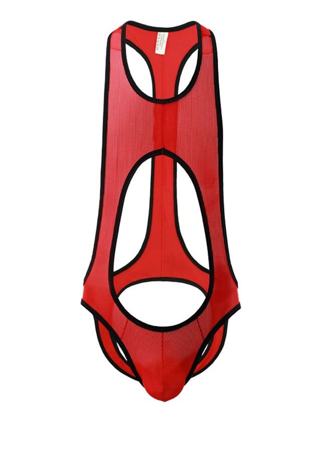 Loquat Fine Mesh Breathable Jumpsuit Red  - Image 1