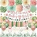 Bolake Sage Green Pink Baby Shower Decorations for Girl Baby Shower Decorations Welcome Baby Girl Banner Pink Green Balloons Paper Lanterns Pom Poms Flowers Tablecloth Tassels Mom to Be Sash Dad to Be Pin - Image 2
