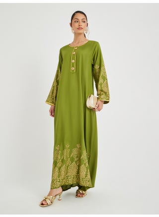 Maxim Creation Foil Block Print Round Neck Jalabiya with Button Detail - pzsku/Z7D322469F2A045E30B65Z/45/1748174521/c32b9b41-bc8d-437e-a28a-78b61a153b91