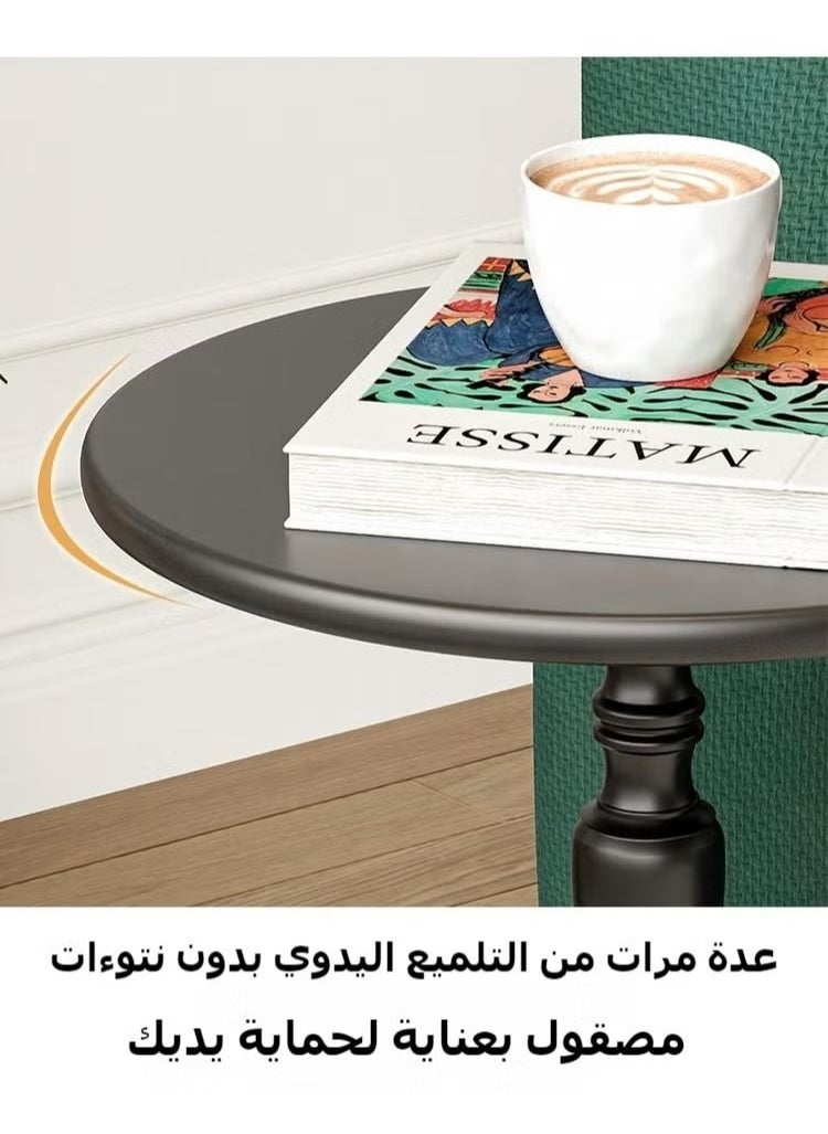خزنة جانبية أريكة نوردية غرفة المعيشة المنزلية طاولة قهوة صغيرة حديثة بسيطة زاوية، جدول دائري معدني خارجي مقاوم للطقس غير قابل للصدأ طاولة نهاية خارجية 52X38X28 سم