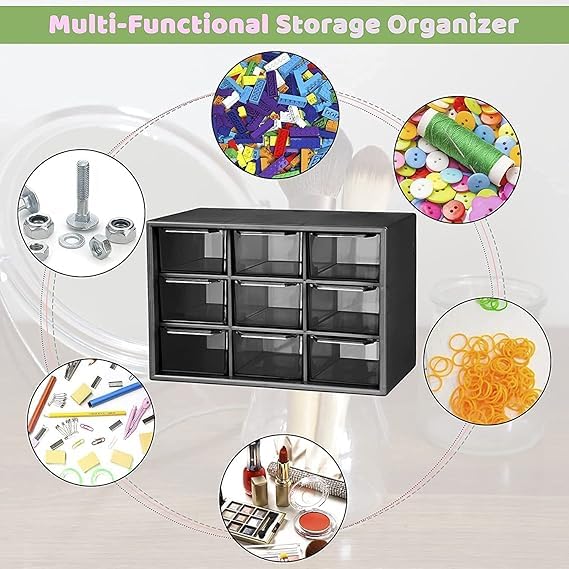 HITWA 9 Drawer Storage Cabinet with Stoppers, Multi Compartment Organizer for Makeup and Art Supplie | 4.72 x 7.08 x 3.93 inches (Multicolor Rectangular) - Image 4