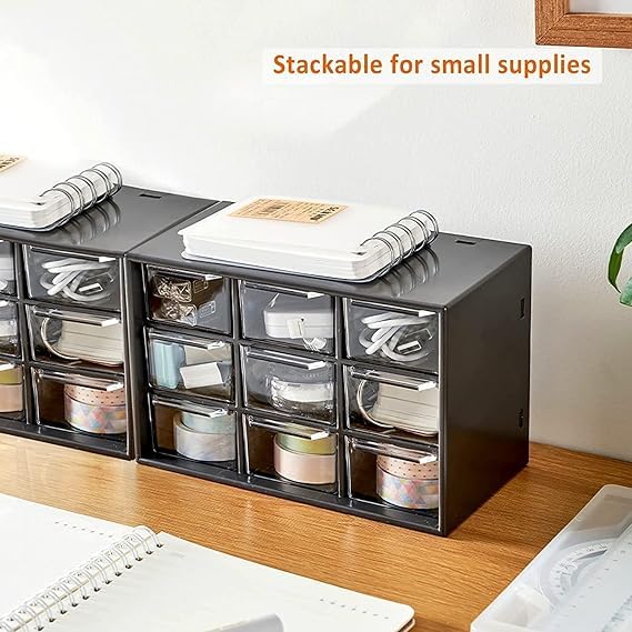 HITWA 9 Drawer Storage Cabinet with Stoppers, Multi Compartment Organizer for Makeup and Art Supplie | 4.72 x 7.08 x 3.93 inches (Multicolor Rectangular) - Image 3
