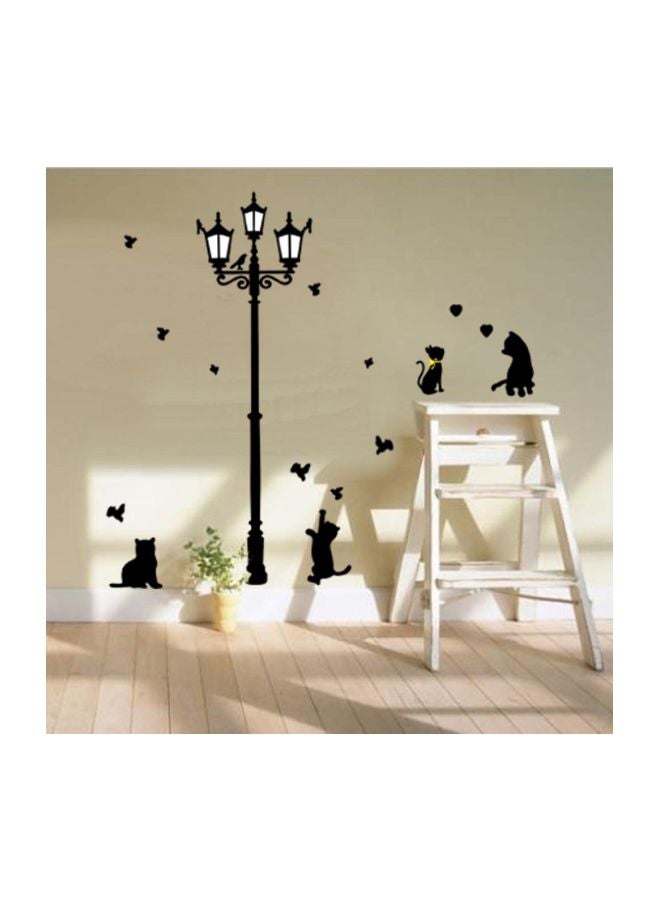 نيبمينينت Street Lamp Black Hearts Playing Cat Vinyl Sticker - Image 4