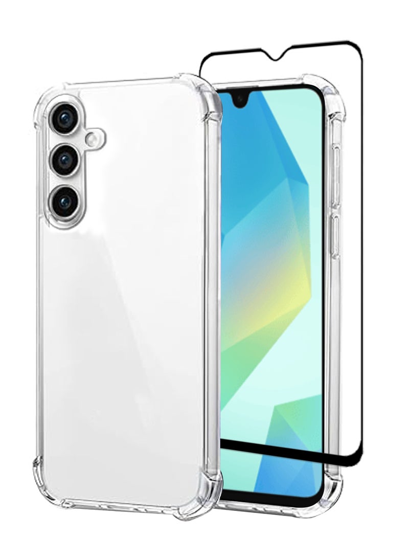 Samsung Galaxy A16 - Tempered Clear Glass Screen Protector And Ultra Clear Transparent Silicone Drop-Proof Clear Flexible Protective Phone Cover - Transparent | Compatible For Samsung Galaxy A16 - Image 1