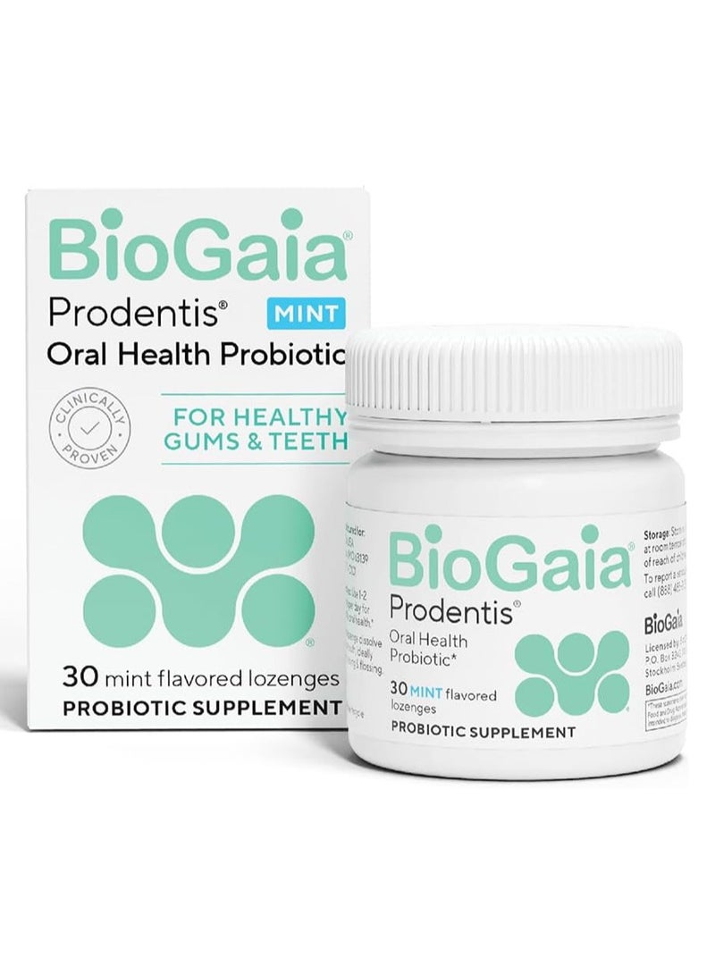 BioGaia BioGaia Prodentis Mint Lozenges, A Dental Probiotic for Men and Women, Promotes Healthy Teeth and Gums, Fights Bad Breath, Alcohol Free, 30 Lozenges