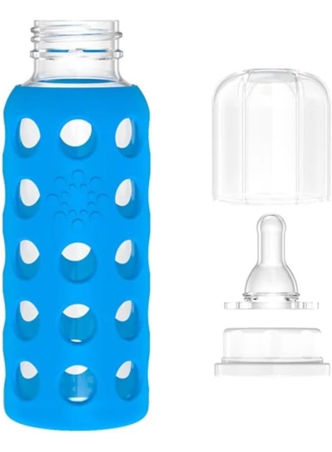 lifefactory زجاجة رضّاعة للأطفال من لايف فاكتوري خالية من BPA مع غلاف سيليكون واقي وحلمة من المرحلة 1 سعة 9 أونصات زرقاء 110008 - Image 4