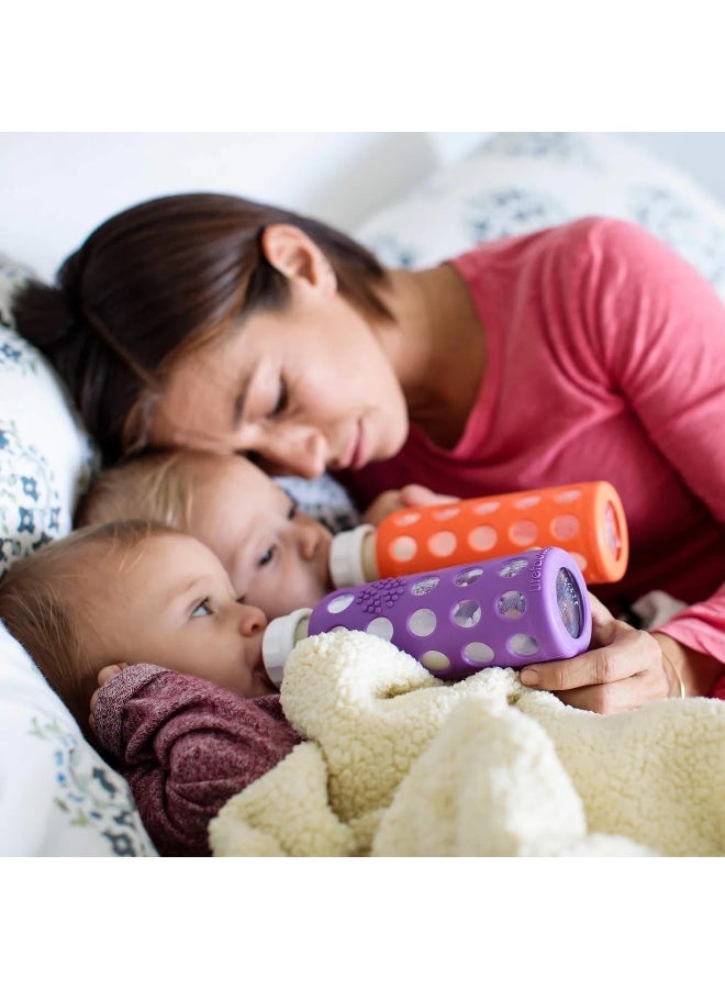 lifefactory زجاجة رضّاعة للأطفال من لايف فاكتوري خالية من BPA مع غلاف سيليكون واقي وحلمة من المرحلة 1 سعة 9 أونصات زرقاء 110008 - Image 5