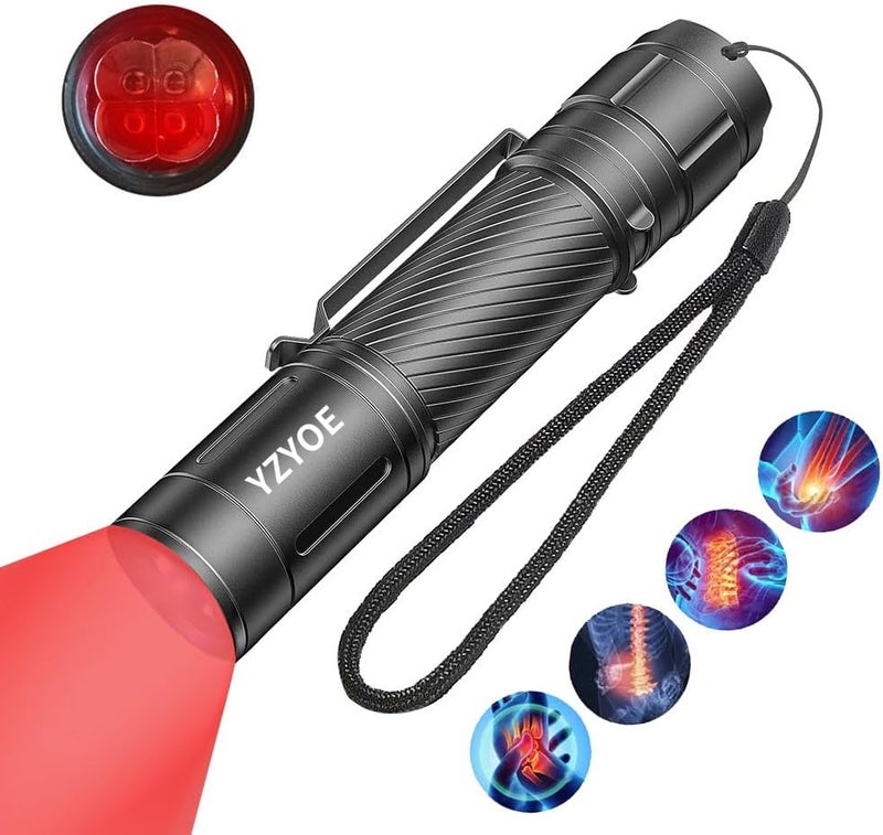 YZYOE Infrared Light Therapy for Joint and Muscle Pain Portable Rechargeable Flashlight Red Light Therapy Wand DeviceRed Lights4 WavelengthsNear Infrared Light Therapy - Image 1