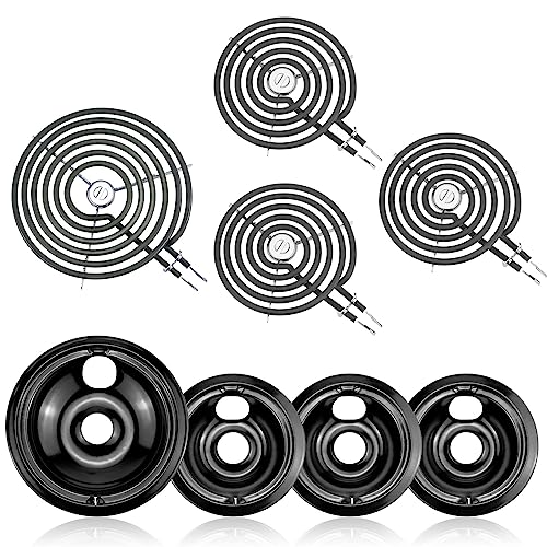 MIFLUS Electric Stove Burner Drip Pans WB31M19(8”) WB31M20(6”) Electric Stove Top Burner Replacement WB30M1(6") WB30M2(8") Compatible for G-E Hot-point Ken-more General Electric Stove Parts by MIFLUS - Image 1