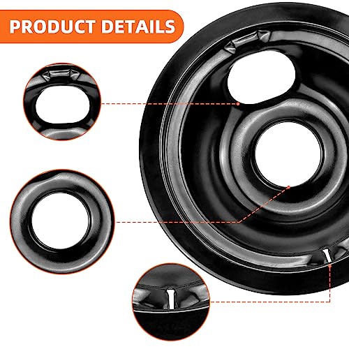 MIFLUS Electric Stove Burner Drip Pans WB31M19(8”) WB31M20(6”) Electric Stove Top Burner Replacement WB30M1(6") WB30M2(8") Compatible for G-E Hot-point Ken-more General Electric Stove Parts by MIFLUS - Image 4