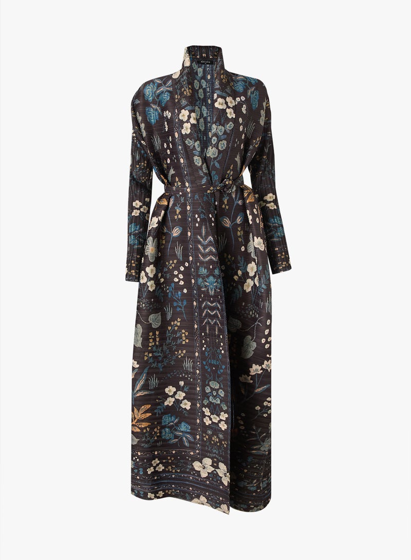 Khizana Textured Abaya With Print - Image 1